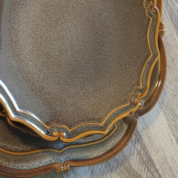 Bombay Dinnerware Brown Gray Set of 5 - 1 Cake Plate & 4 Dessert Plates Dishes - Picture 9 of 9